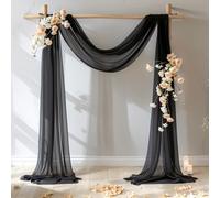 PARTISKY Tissu drapé pour Arche de Mariage - Rideaux Transparents pour Toile de Fond, décorations d'arche de Mariage pour cérémonie, scène, réception, Banquet (1 Panneau), Noir