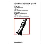 Partitions classique BARENREITER BACH J.S. - TRIOSONATE B-DUR (ORIGINAL G-DUR) FUR ZWEI BLOCKFLOTEN UND BASSO CONTINUO BWV 1039 Flûte à bec