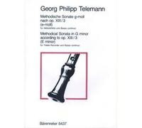 Partitions classique BARENREITER TELEMANN G.P. - METHODISCHE SONATE G-MOLL - FLUTE A BEC, BASSE CONTINUE Flûte à bec