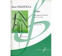 Partitions classique BILLAUDOT PIAZZOLLA ASTOR - 3 TANGOS - QUATUOR CLARINETTES Clarinette G