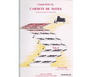 Partitions classique COMBRE PASCAL CLAUDE - CARNETS DE NOTES VOL.4 - PIANO Piano
