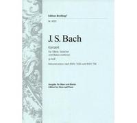 Partitions classique EDITION BREITKOPF BACH JOHANN SEBASTIAN - OBOENKONZERT NACH BWV 1056,156 - OBOE, PIANO Hautbois