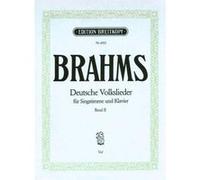 Partitions classique EDITION BREITKOPF BRAHMS J. - DEUTSCHE VOLKSLIEDER VOIX BASSE VOL.2 - TENOR, PIANO Ténor, piano G