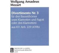 Partitions classique EDITION BREITKOPF MOZART W.A. - DIVERTIMENTO KVANH229(439B) NR.3 - CORS Cor