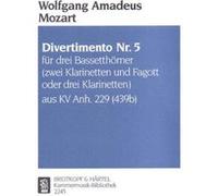 Partitions classique EDITION BREITKOPF MOZART W.A. - DIVERTIMENTO KVANH229(439B) NR.5 - CORS Cor G