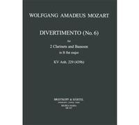 Partitions classique EDITION BREITKOPF MOZART W.A. - DIVERTIMENTO NR. 6 KV ANH. 229 - 2 CLARINETTES, BASSON Musique de chambre