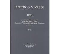 Partitions classique EDITION BREITKOPF VIVALDI A. - TRIO IN A RV 86 - FLUTE A BEC ALTO, BASSON, BASSE CONTINUE Flûte à bec