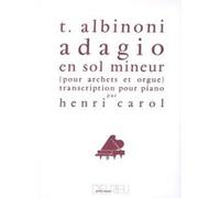 Partitions classique EDITION DELRIEU ALBINONI TOMASO - ADAGIO - PIANO Piano