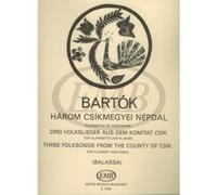 Partitions classique EMB (Editio Musica Budapest) BARTOK B. - 3 FOLKSONG FROM THE COUNTRY OF CSIK - CLARINETTE ET PIANO Clarinette