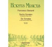 Partitions classique Hortus Musicus BARSANTI F. - SIX SONATES OP. 1 (VOL. 1) - FLUTE A BEC ET BC Flûte à bec