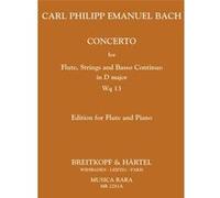 Partitions classique MUSICA RARA BACH C.P.E. - FLOTENKONZERT D-DUR WQ 13 - FLUTE, PIANO Flûte traversière