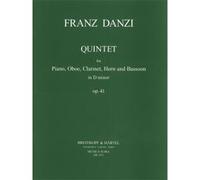 Partitions classique MUSICA RARA DANZI FRANZ - QUINTETT IN D OP. 41 - PIANO QUINTET Ensemble mixte G