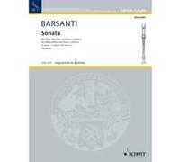 Partitions classique SCHOTT BARSANTI FRANCESCO - SONATA IN D MINOR - TREBLE RECORDER AND BASSO CONTINUO: CELLO AD LIB. Flûte à bec G