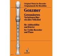 Partitions classique SCHOTT GENZMER HARALD - GREENSLEEVES - TREBLE RECORDER AND PIANO Flûte à bec G