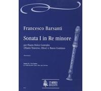 Partitions classique Ut Orpheus BARSANTI FRANCESCO - SONATA N°1 IN D MINOR - TREBLE RECORDER (FLUTE, OBOE), CONTINUO Flûte à bec