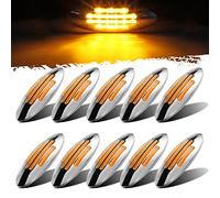 Partsam Lot de 10 feux de gabarit latéraux plats ovales 18 LED de 16,5 cm, ambré, panneau de rechange pour garde-boue avant de camion Peterbilt Kenworth Freightliner, 12 V