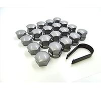 Partsdealers CACHE-ÉCROUS DE ROUE POUR VOLVO S60 S80 S90 V50 V60 V70 V90 XC40 XC60 XC70 XC90 CACHE-BOULONS + CACHE DE VERROUILLAGE 19mm SET (ALLIAGE GRIS BRILLANT 16+4+OUTIL)