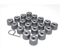 Partsdealers Couvre-écrous de roue de type rond pour VW Arteon Beetle Caddy Golf Jetta Polo Passat Scirocco Skoda Tiguan T-Cross T-Roc (Glossy Alloy Grey 16+4)