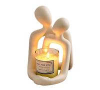 Partslety Figurines de couple romantiques, statue d'amour moderne et romantique, figurine de couple, décoration abstraite de couple, décoration d'intérieur (sans les lampes) laiteuse