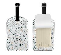 Parttern Lot de 1 étiquette d'identification en cuir avec impression blanche pour bagages et sacs de voyage pour homme et femme