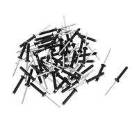 Partuto 50 Pièces Rivets Aveugles À Tête De Dôme À Grand Bride En Aluminium Noir Argenté Diamètre De Prise 4Mm Longueur De Prise 25Mm Diamètre De Bride 8.4Mm