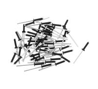 Partuto 50 Rivets Aveugles À Tête De Dôme À Grande Bride En Aluminium Noir Et Argent 3Mm De Diamètre De Préhension 16Mm De Longueur De Préhension 6.3Mm De Diamètre De Bride
