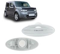 Partuto Cache Feu Position Latéral LED Pour Nissan Cube Z11 Evalia Juke F15 Leaf Micra K12 K13 Note E11 X-Trail T31 Feu Position Latéral Enjoliveur Répétiteur Latéral 261608990A 2 Pièces