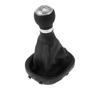 Partuto Pommeau levier vitesse manuel à 5 vitesses avec couvercle No.1T0711113R - Pommeau levier vitesse voiture - pour VW Caddy 2004-2009 en plastique simili cuir noir argenté - 1 pièce