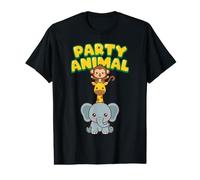 Party Animal Cute Safari Elephant Giraffe Monkey Stack T-Shirt Graphique avec Valeur
