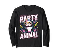 Party Animal Panda Tee Funny Cool Lunettes de Soleil Casquette Style rétro Manche Longue