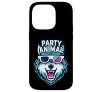 Party Animal Wolf with 3D Glasses Funny Rave Graphic Coque pour iPhone 14 Pro