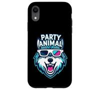 Party Animal Wolf with 3D Glasses Funny Rave Graphic Coque pour iPhone XR