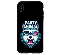 Party Animal Wolf with 3D Glasses Funny Rave Graphic Coque pour iPhone XS Max