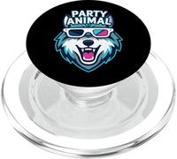 Party Animal Wolf with 3D Glasses Funny Rave Graphic PopSockets PopGrip pour MagSafe