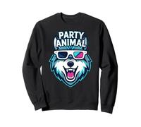 Party Animal Wolf with 3D Glasses Funny Rave Graphic Sweatshirt