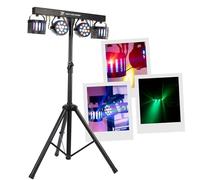 BoomToneDJ Party Bar Derby – Kit lumière 2×9 LED + 2 Nano Derby 12W, DMX/Auto, télécommande