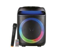 Party Box Enceinte amplifiée Bluetooth 8" 300 W PMPO avec radio microphone sans fil, haut-parleur portable karaoké, batterie 3600 mAh, fonction TWS stéréo, USB, microSD, AUX, radio FM