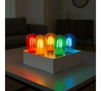Lumisky Lot de 5 ampoules LED E27 multicolore globe compatible guirlande PARTY BULB COLOR H7cm