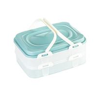 Party Container Gâteau Conteneur Gâteau Boîte de Transport Cupcake Boîte de Transport Muffin Boîte de Transport Alimentaire XL avec 2 Étages et Poignées Pliantes Couleur : Turquoise