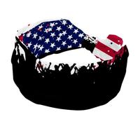 Party Crowd on an American Flag Large Bandeau élastique antidérapant Bandeau de yoga Bandeau pour entraînement, gym, course à pied, fitness, sport