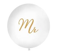 Party Deco Ballon Geant Mr Blanc et Or 1 m
