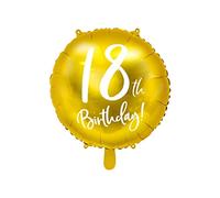 Party Deco - Ballon Mylar Foil Or pour 18e Anniversaire Ø 45 cm, Couleur, FB24M-18-019