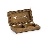 PartyDeco – Boîte à alliances en bois – Souvenir de mariage rustique