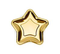 PartyDeco Assiettes en forme d'étoile – Lot de 6 – Doré