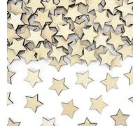 Party Deco Lot de 50 mini étoiles en bois - Décoration de table - 2 x 2 cm - À peindre