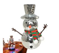 Party Disco Ball - with Knitting Scarf Hat Disco Snowman Decor | Reflective Snowman Ornament for Dining Table Vacation Carnival Stage Performance Family Gathering Winter Festival Fireplace