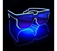 Party DJ Lunettes de soleil avec 4 lunettes néon sans fil Mode Rave Light Glowing Mode Halloween Masques pour adultes (bleu-1, taille unique)