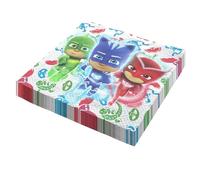 Party Factory 20 serviettes en papier PJ Masks' 33x33cm, colorées, 3 épaisseurs, jetables pour anniversaires d'enfants ou soirées à thème