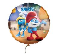 Party Factory Ballon en aluminium, diamètre 45 cm, multicolore, motif Schtroumpf papa et Schtroumpfin, ballon à l'hélium pour anniversaire