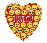 Party Factory Ballon en aluminium Emoji Cœur « I Love You » Ø 45 cm, ballon à l'hélium pour anniversaire, fête, fête à thème